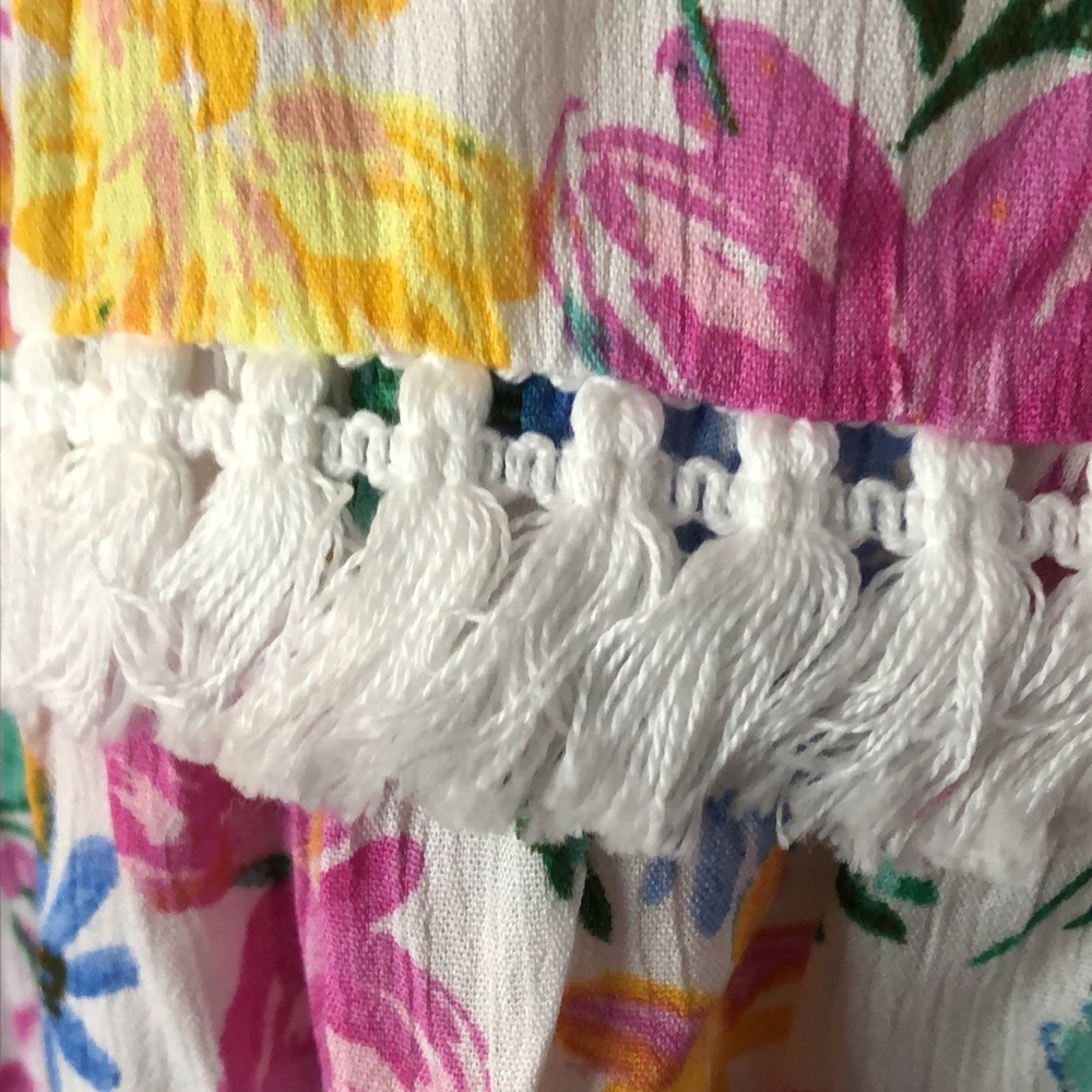 Andree by Unit Multi Color Floral Fringe Ruffle Sleeve Babydoll Top size 1X - Picture 4 of 11